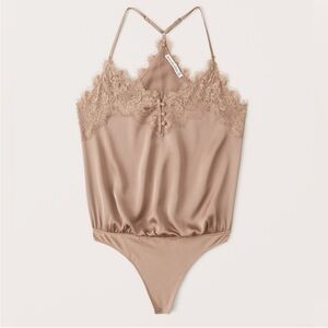 Abercrombie and Fitch - Silk Lace Cami Bodysuit - Champagne - Size Small